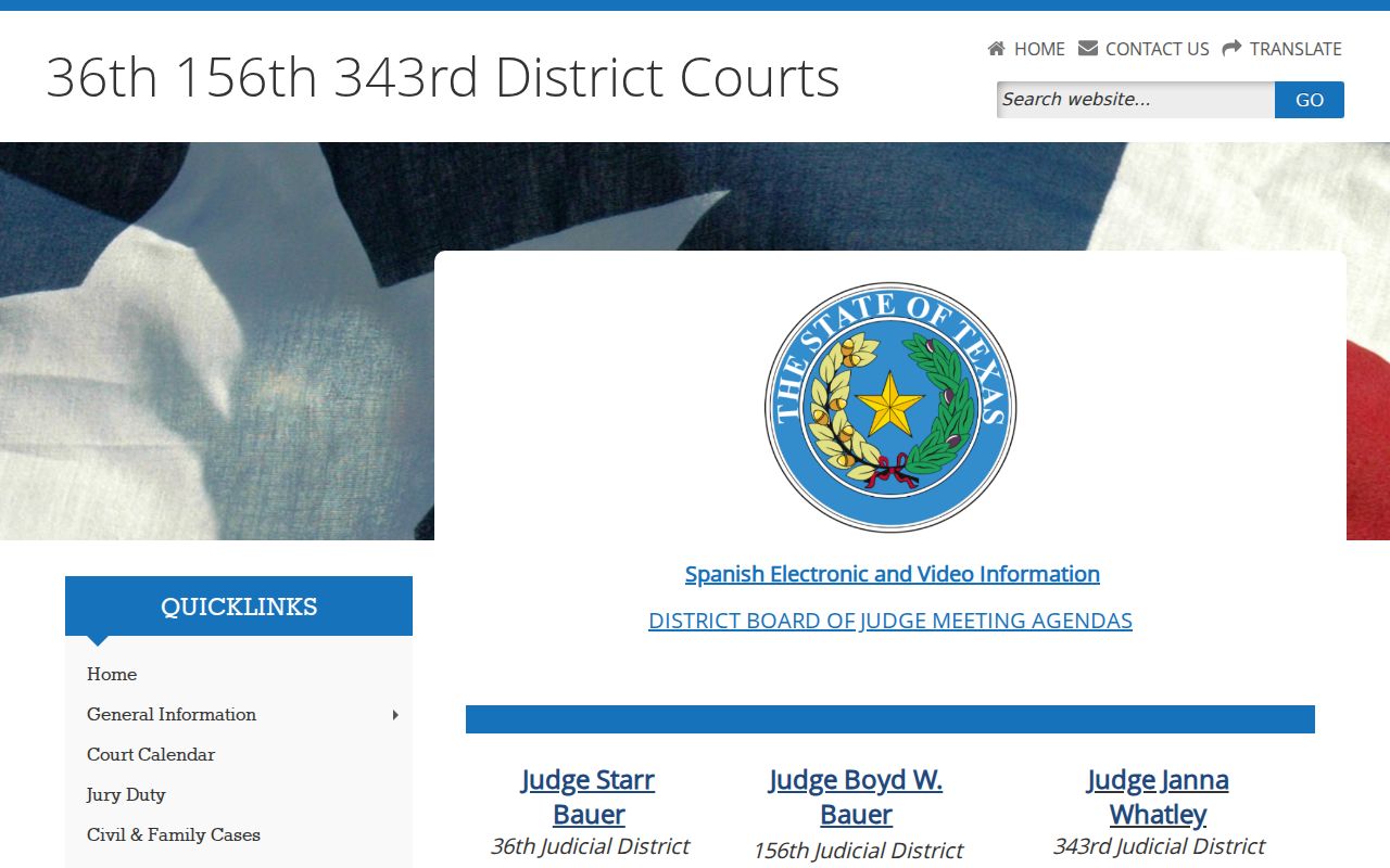 Shared district court website serving Aransas County