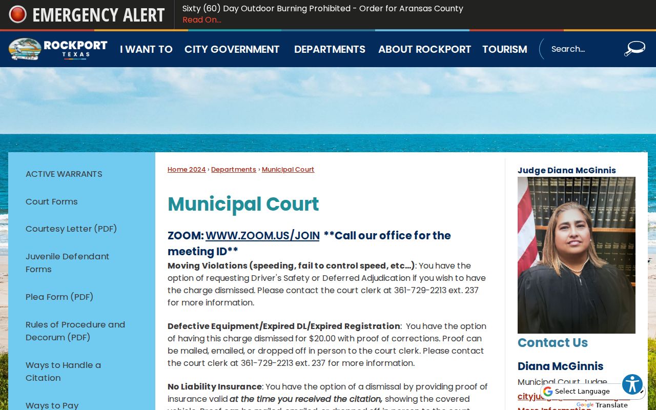 Aransas County Rockport court docket Municipal Court page